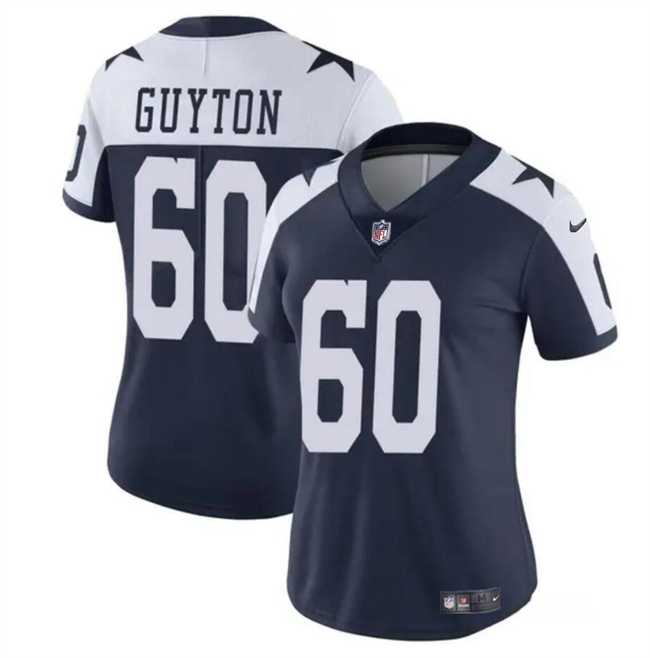 Women%27s Dallas Cowboys #60 Tyler Guyton Navy White 2024 Draft Vapor Thanksgiving Limited Stitched Jersey Dzhi->women nfl jersey->Women Jersey